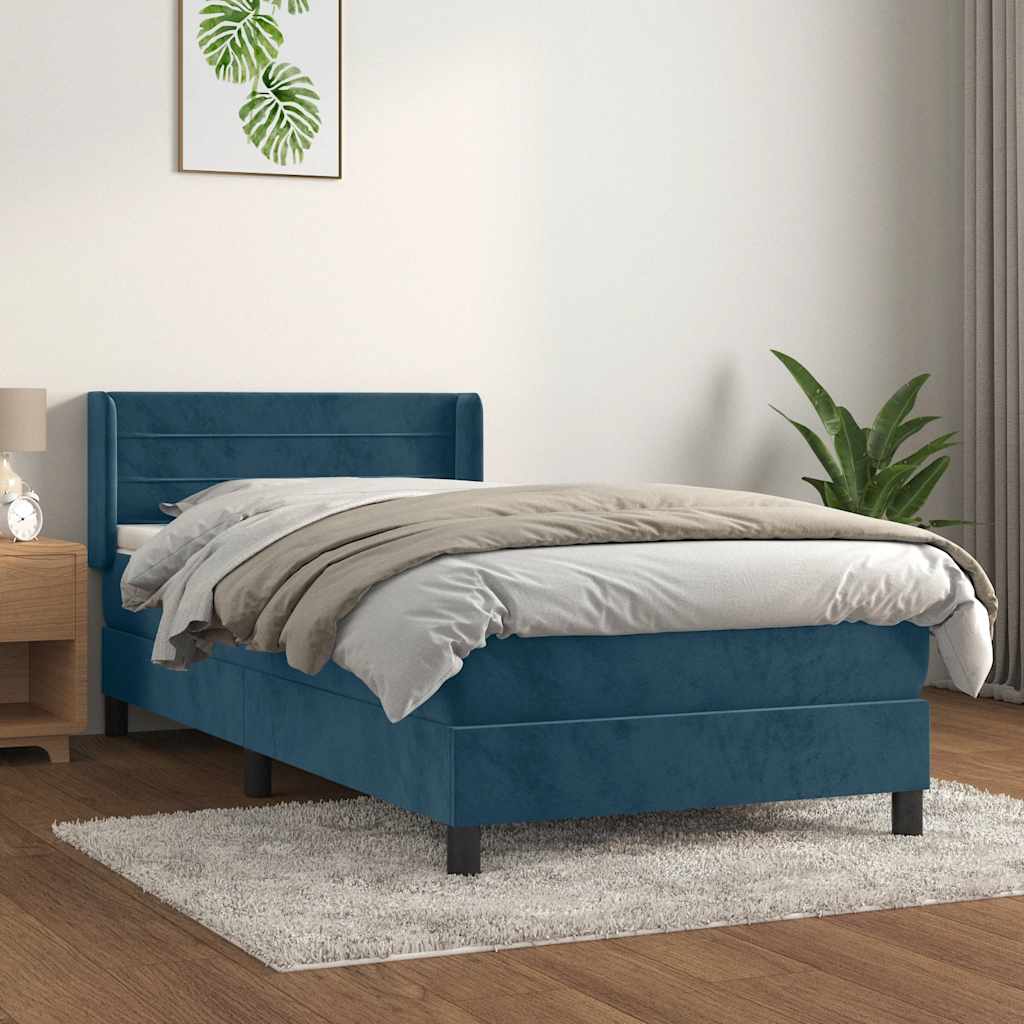 Boxspring met matras fluweel donkerblauw 100x200 cm is nu te koop bij PeponiXL, paradijselijk wonen!