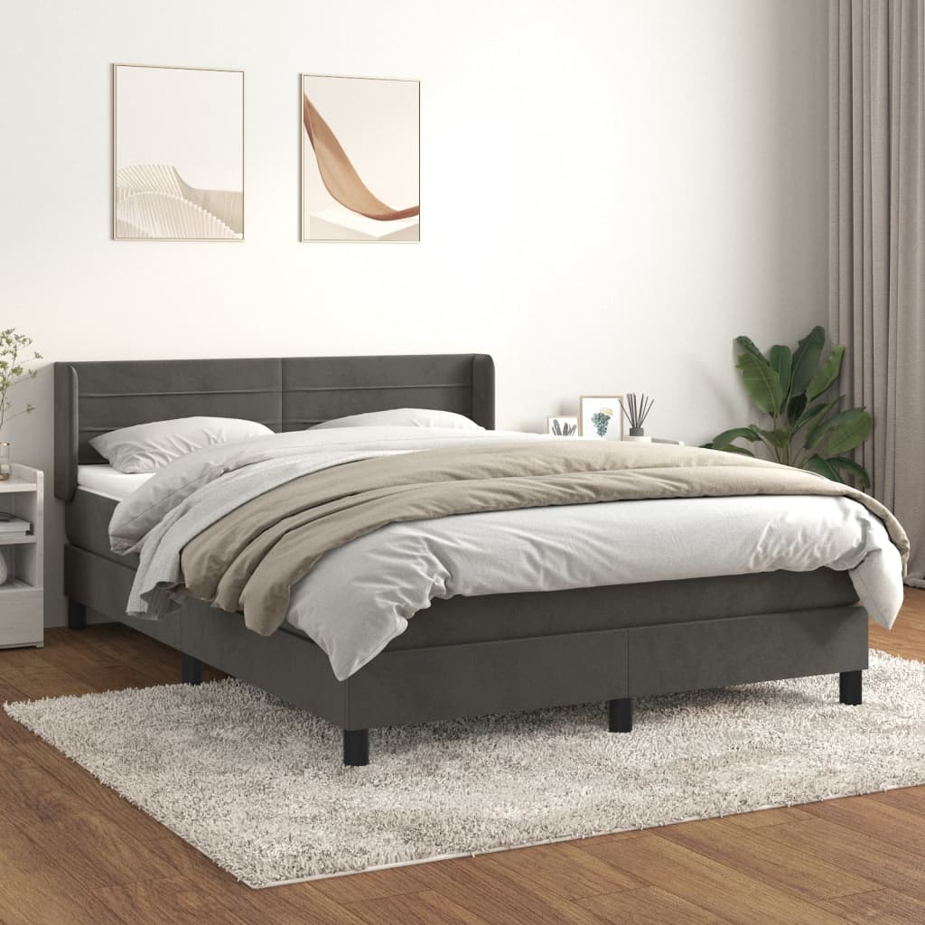 Boxspring met matras fluweel donkergrijs 140x190 cm is nu te koop bij PeponiXL, paradijselijk wonen!
