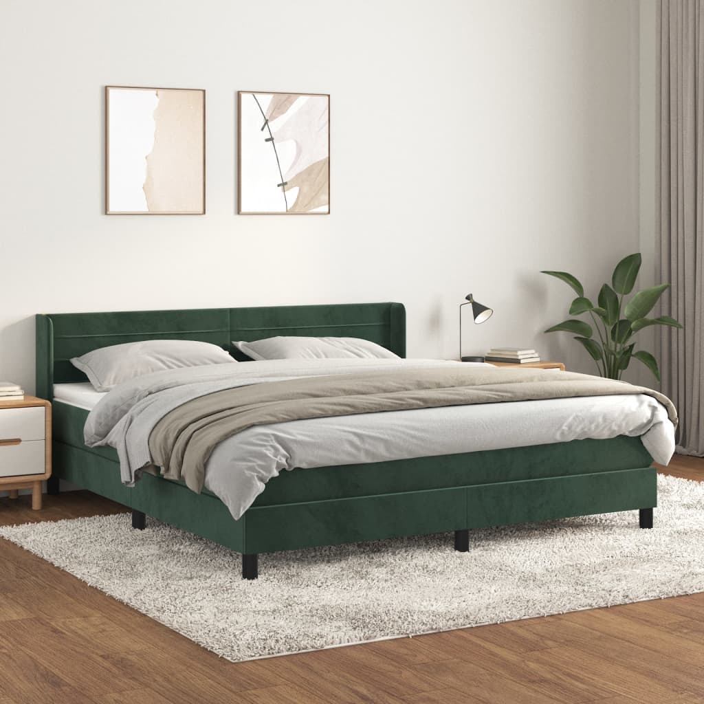 Boxspring met matras fluweel donkergroen 180x200 cm is nu te koop bij PeponiXL, paradijselijk wonen!