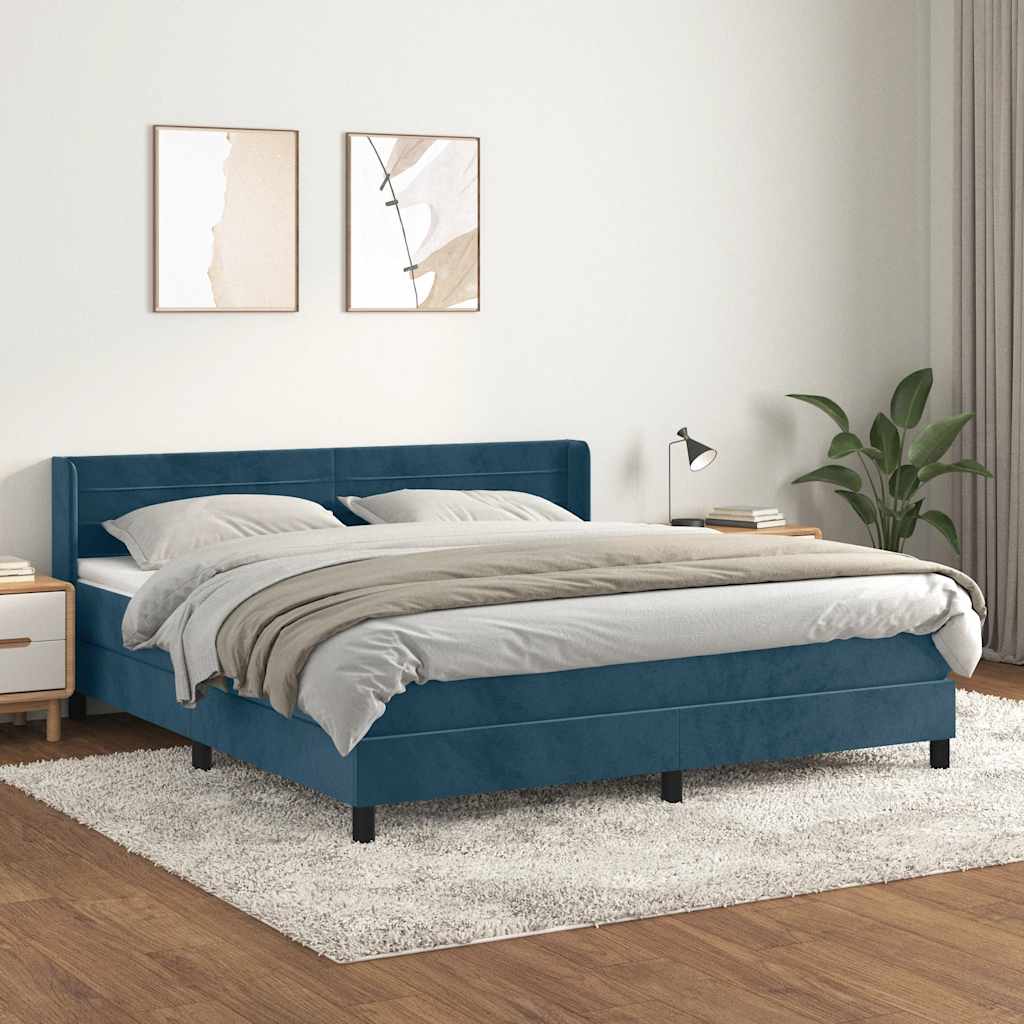 Boxspring met matras fluweel donkerblauw 180x200 cm is nu te koop bij PeponiXL, paradijselijk wonen!