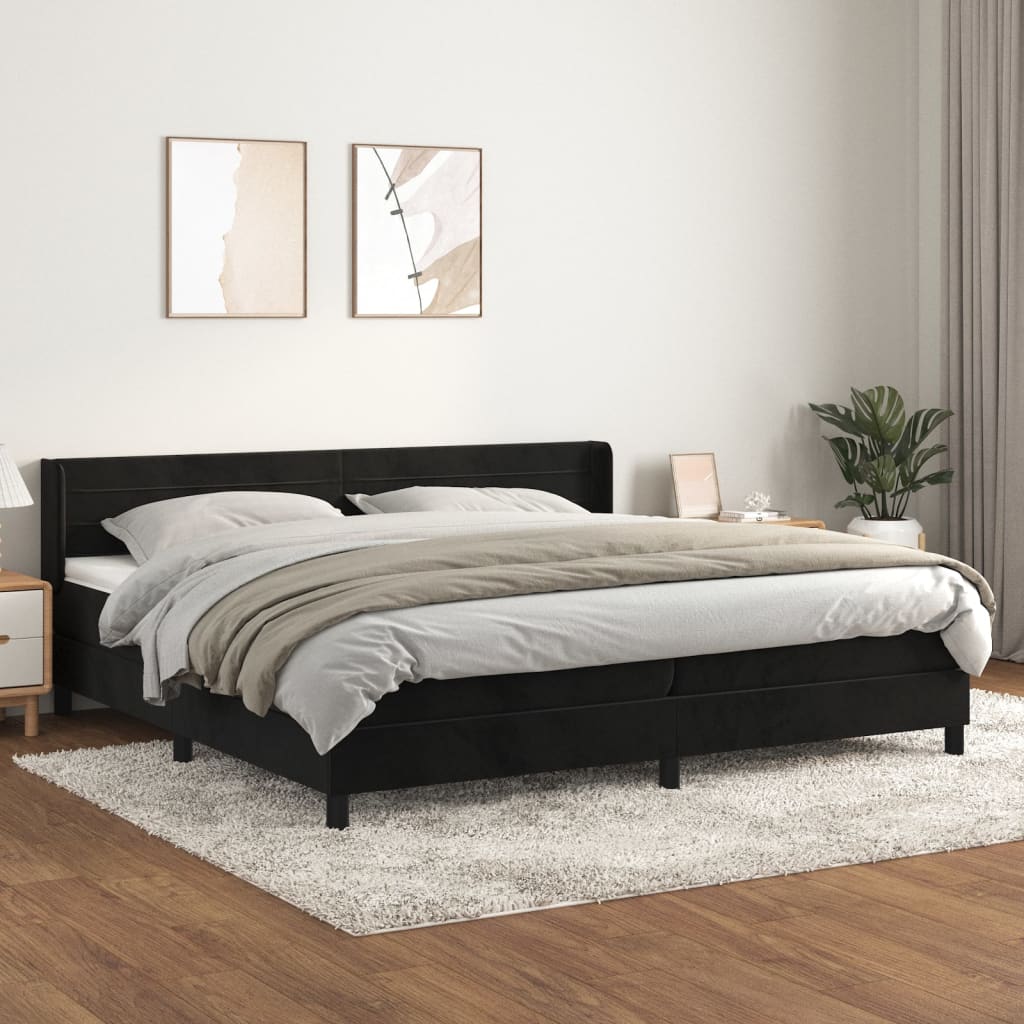 Boxspring met matras fluweel zwart 200x200 cm is nu te koop bij PeponiXL, paradijselijk wonen!