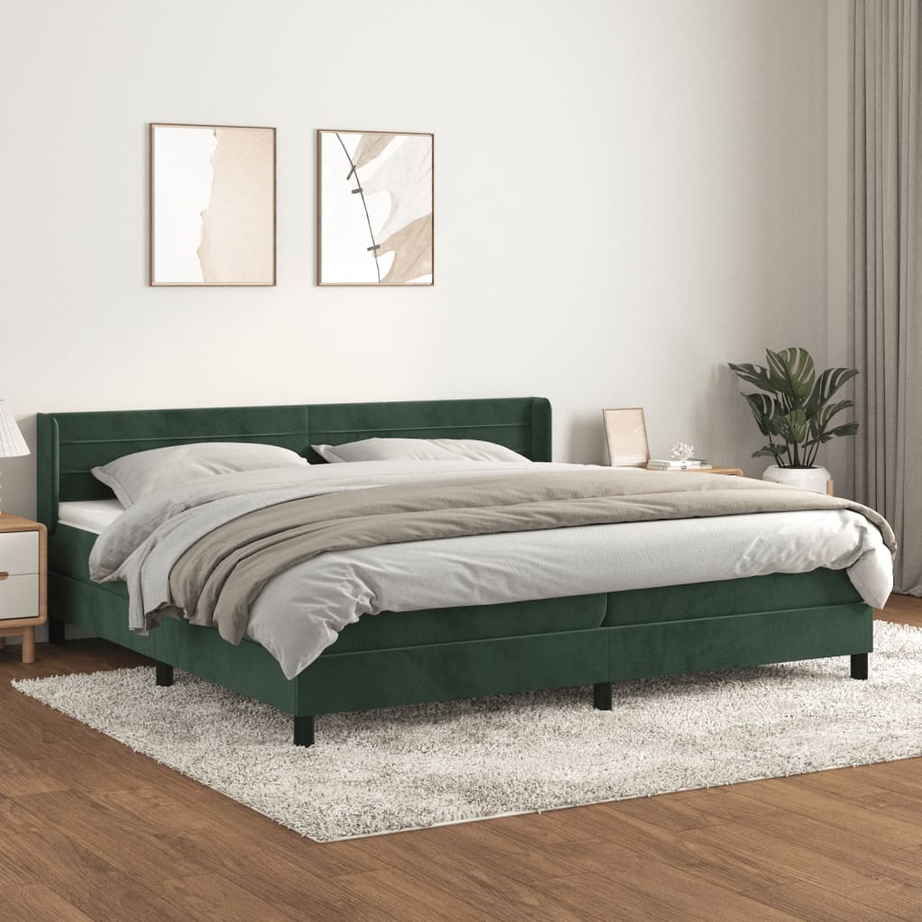 Boxspring met matras fluweel donkergroen 200x200 cm is nu te koop bij PeponiXL, paradijselijk wonen!