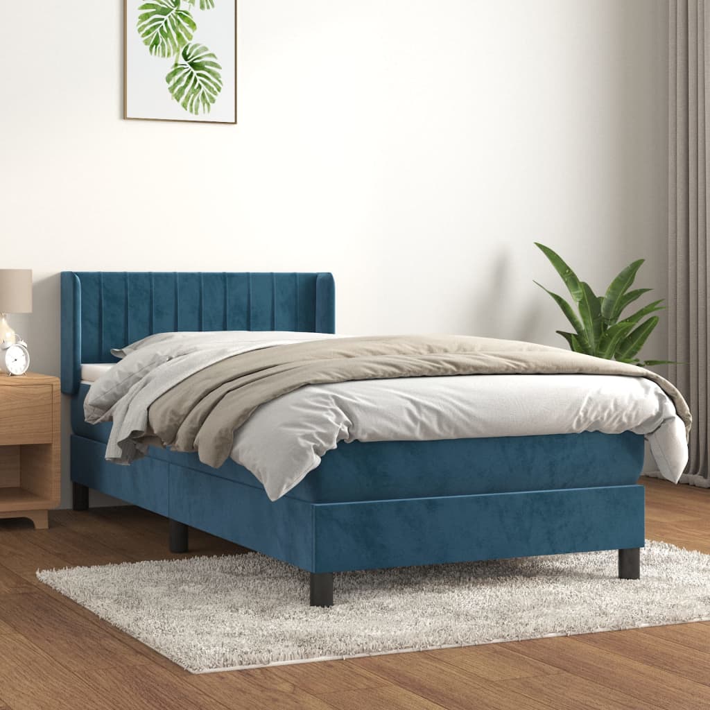Boxspring met matras fluweel donkerblauw 90x190 cm is nu te koop bij PeponiXL, paradijselijk wonen!
