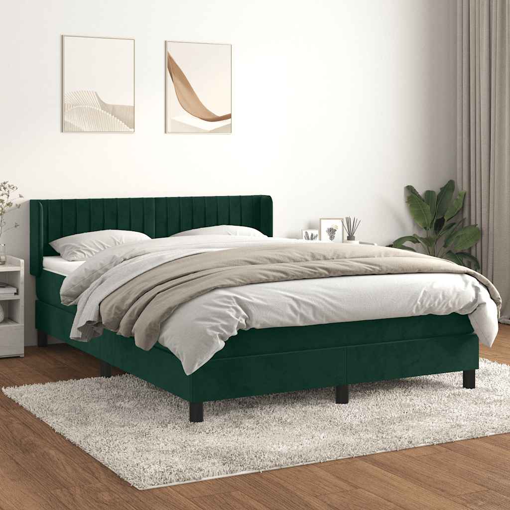 Boxspring met matras fluweel donkergroen 140x200 cm is nu te koop bij PeponiXL, paradijselijk wonen!