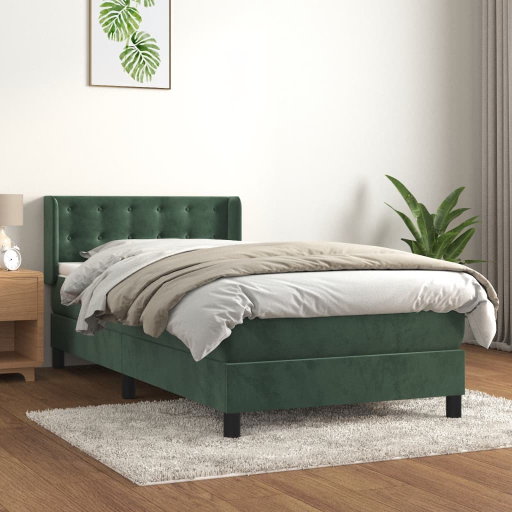 Boxspring met matras fluweel donkergroen 80x200 cm is nu te koop bij PeponiXL, paradijselijk wonen!
