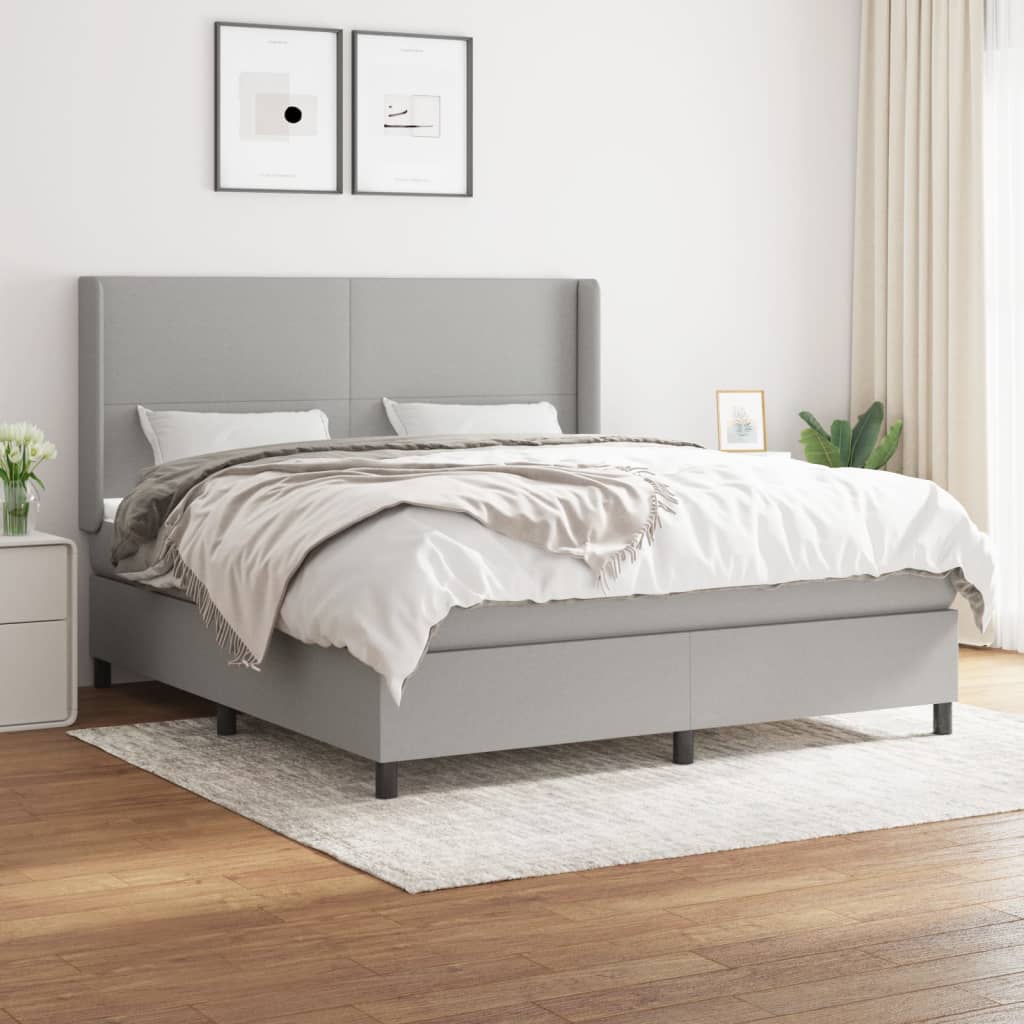 Boxspring met matras stof lichtgrijs 160x200 cm is nu te koop bij PeponiXL, paradijselijk wonen!