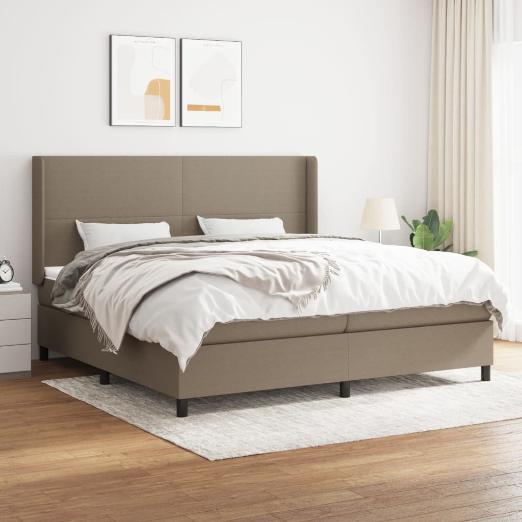 Boxspring met matras stof taupe 200x200 cm is nu te koop bij PeponiXL, paradijselijk wonen!