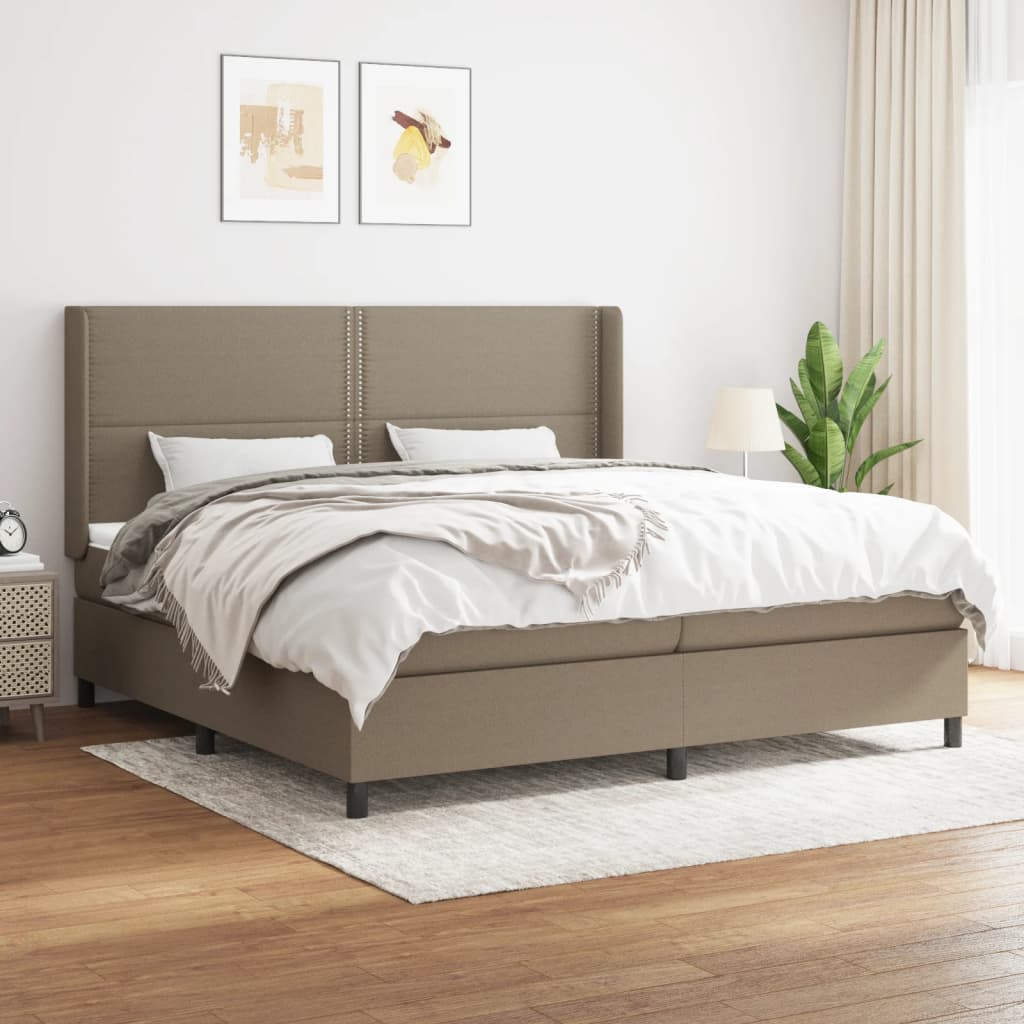 Boxspring met matras stof taupe 200x200 cm is nu te koop bij PeponiXL, paradijselijk wonen!
