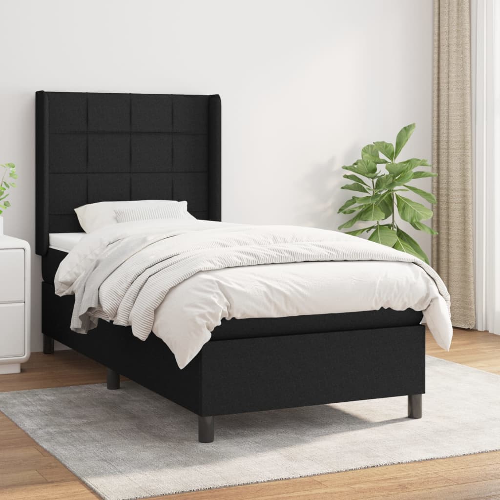 Boxspring met matras stof zwart 90x190 cm is nu te koop bij PeponiXL, paradijselijk wonen!