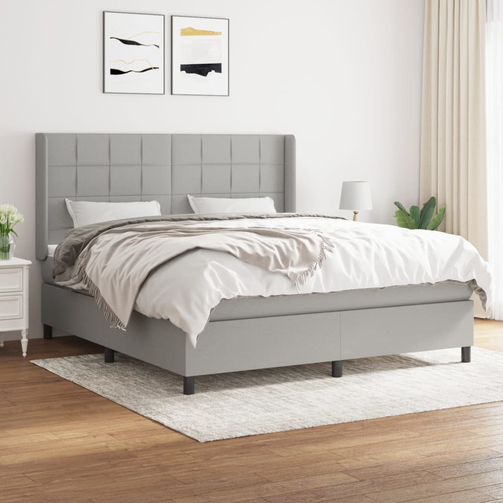 Boxspring met matras stof lichtgrijs 180x200 cm is nu te koop bij PeponiXL, paradijselijk wonen!