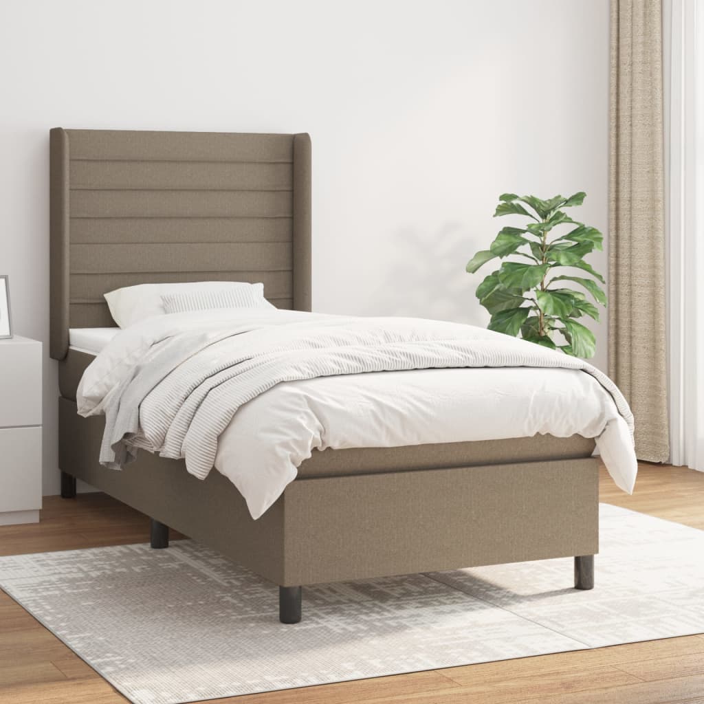 Boxspring met matras stof taupe 80x200 cm is nu te koop bij PeponiXL, paradijselijk wonen!