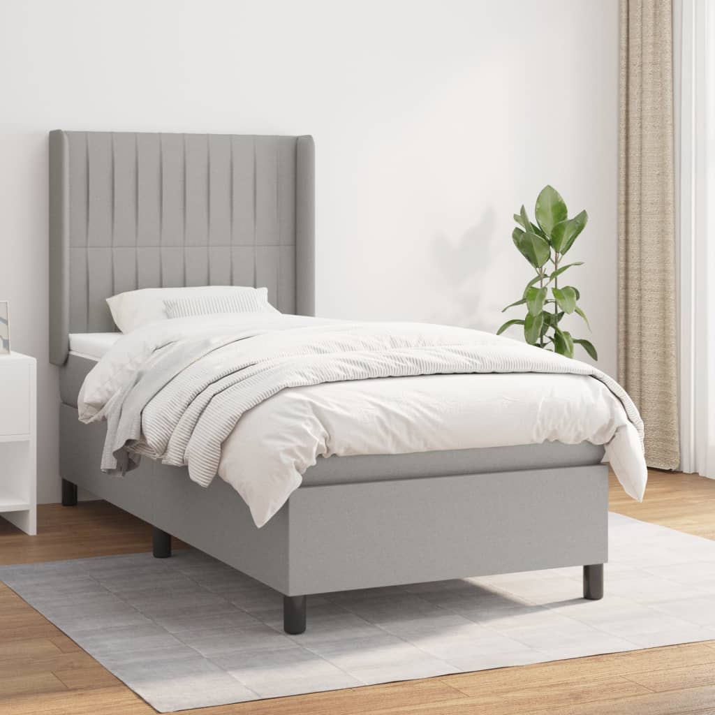 Boxspring met matras stof lichtgrijs 80x200 cm is nu te koop bij PeponiXL, paradijselijk wonen!