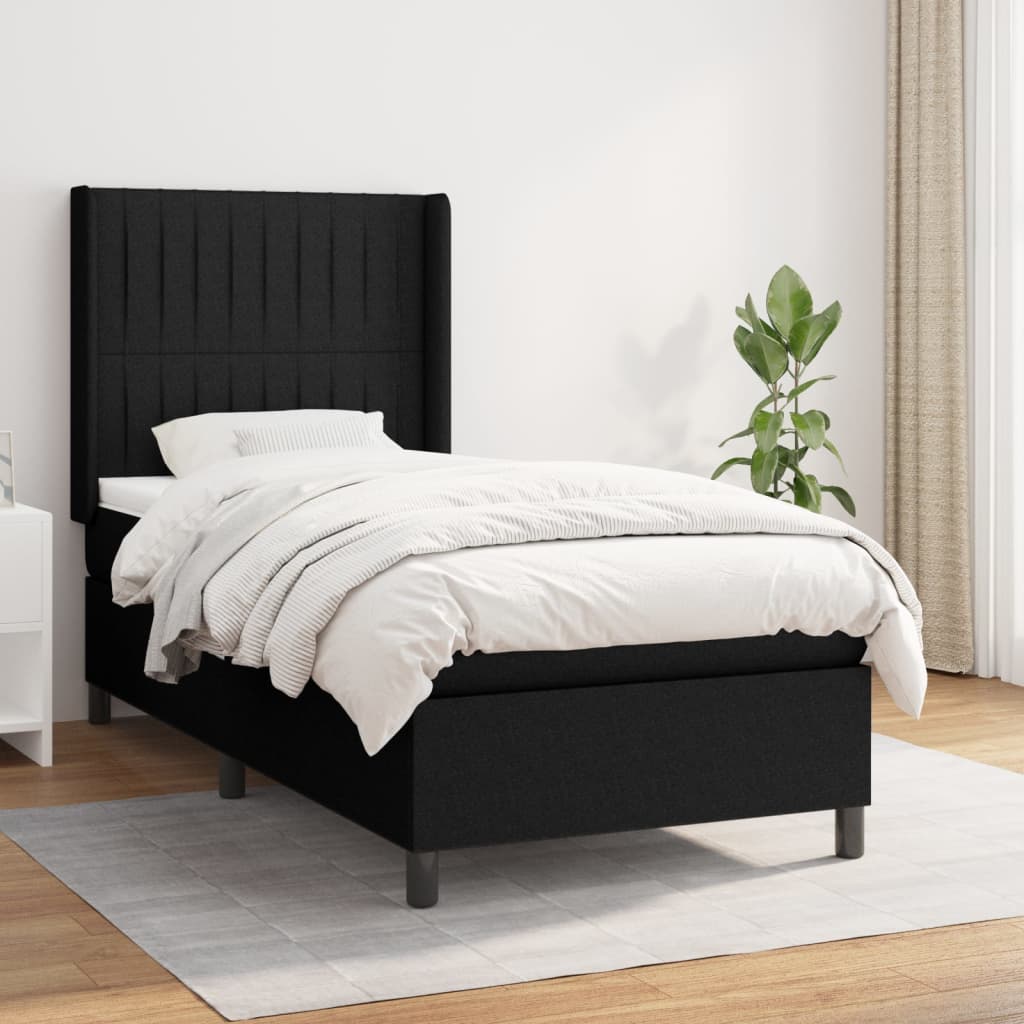 Boxspring met matras stof zwart 100x200 cm is nu te koop bij PeponiXL, paradijselijk wonen!