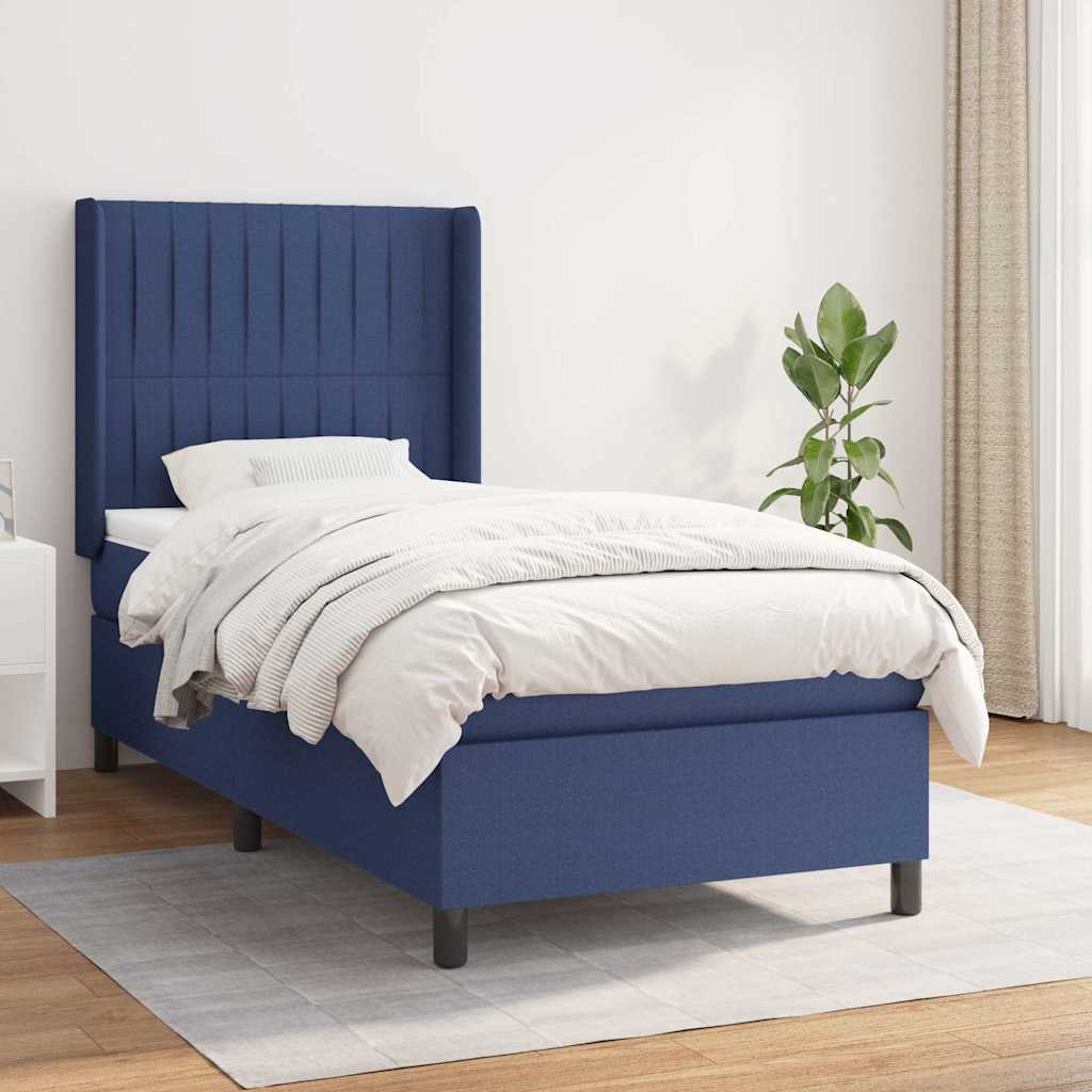 Boxspring met matras stof blauw 100x200 cm is nu te koop bij PeponiXL, paradijselijk wonen!
