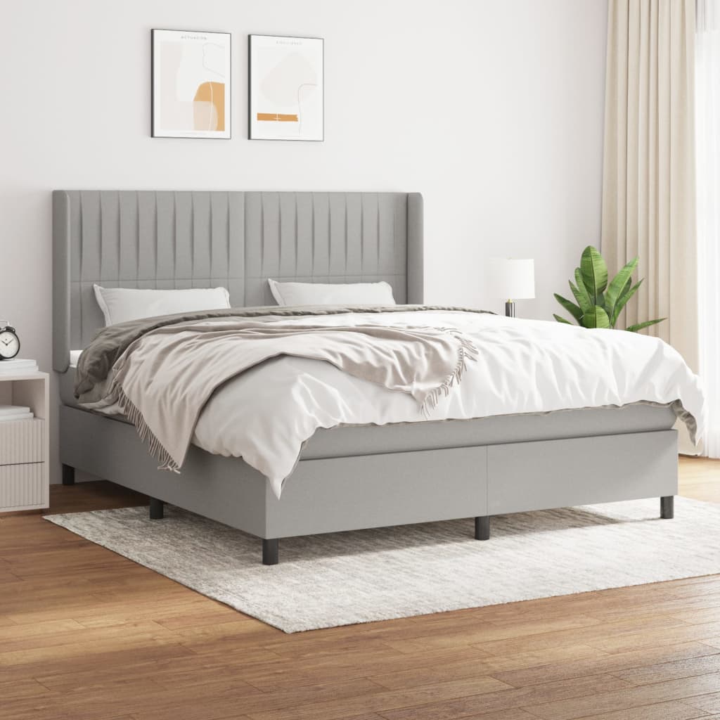 Boxspring met matras stof lichtgrijs 160x200 cm is nu te koop bij PeponiXL, paradijselijk wonen!