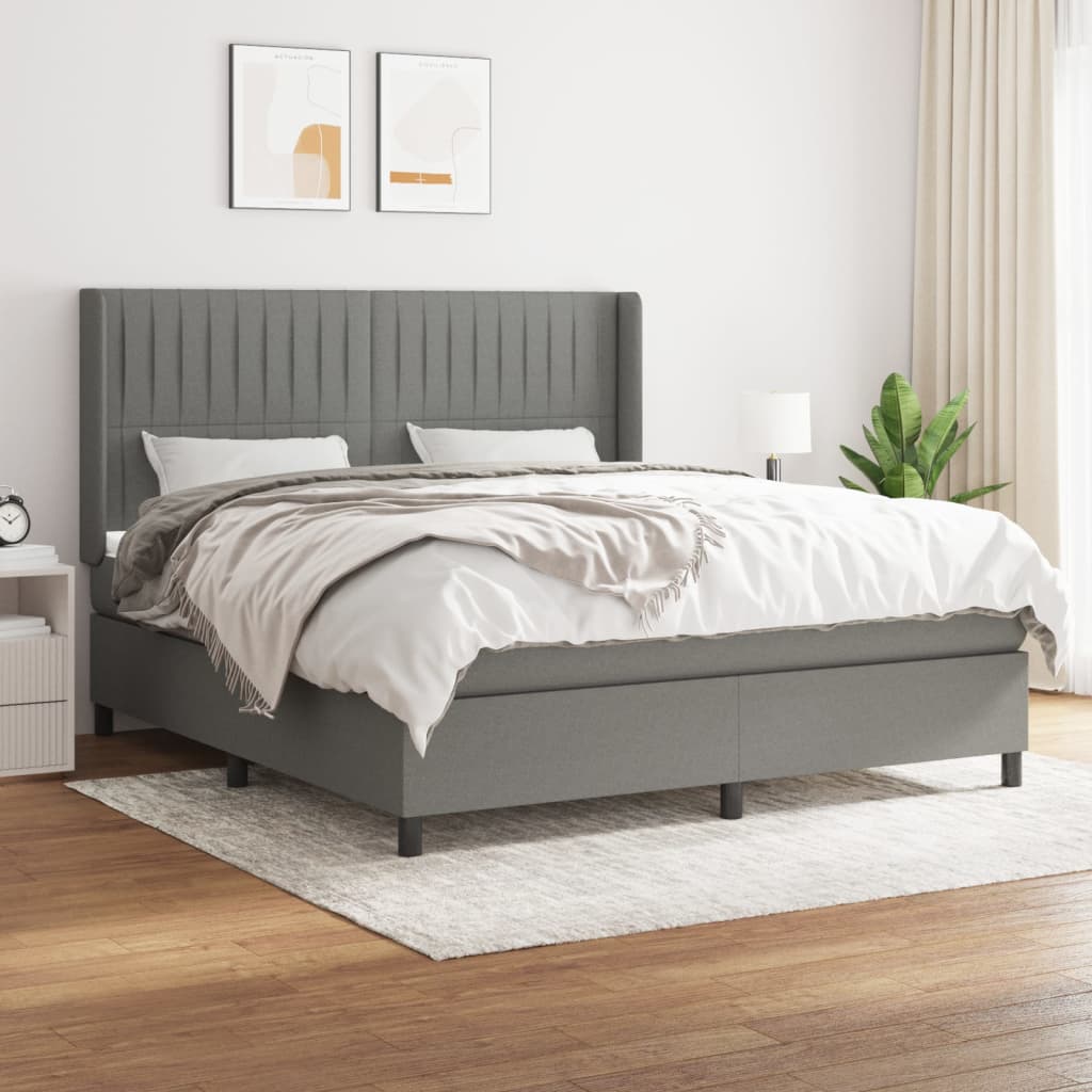 Boxspring met matras stof donkergrijs 180x200 cm is nu te koop bij PeponiXL, paradijselijk wonen!