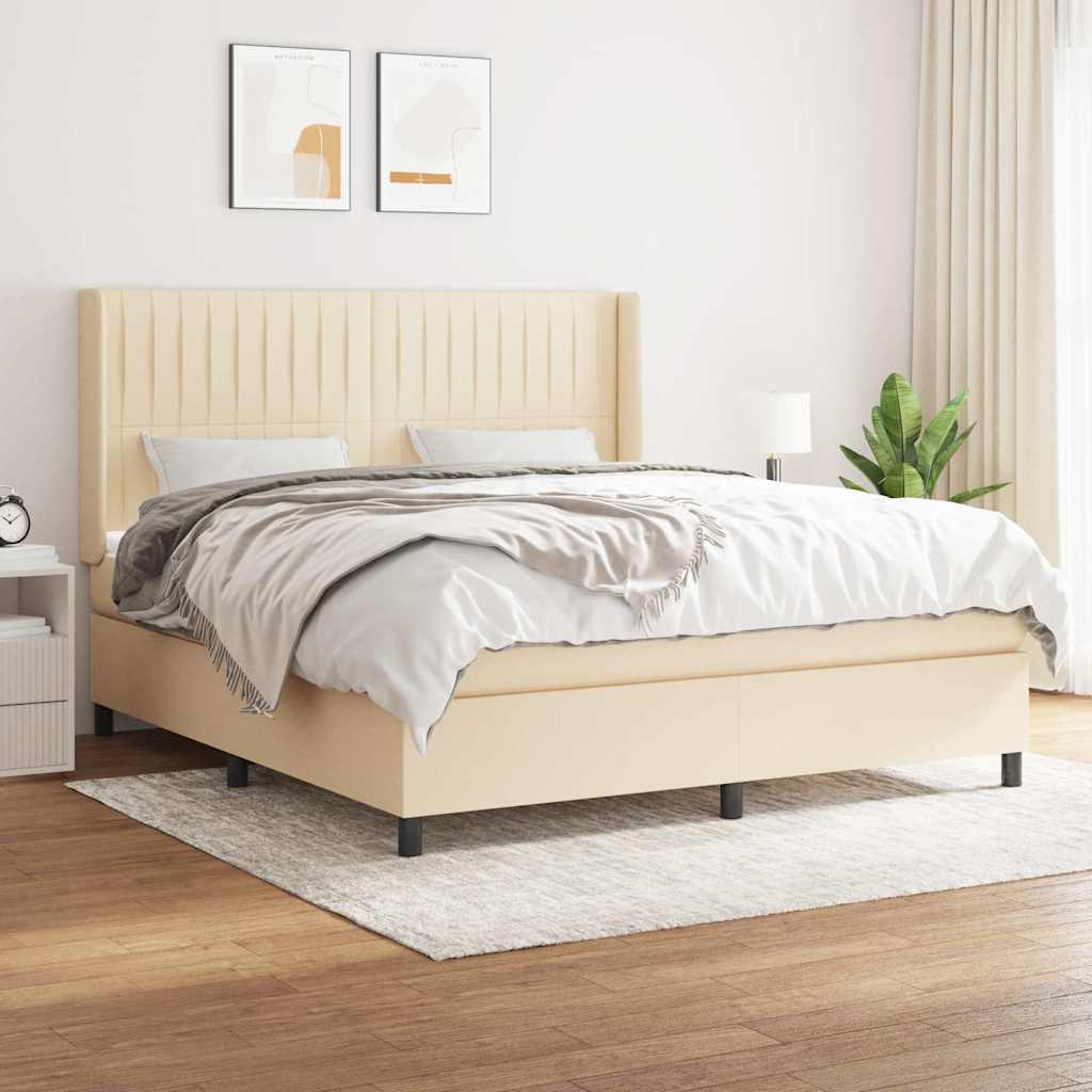 Boxspring met matras stof crèmekleurig 180x200 cm is nu te koop bij PeponiXL, paradijselijk wonen!