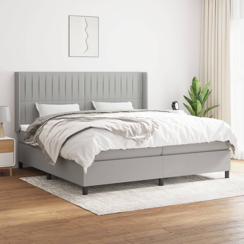 Boxspring met matras stof lichtgrijs 200x200 cm is nu te koop bij PeponiXL, paradijselijk wonen!