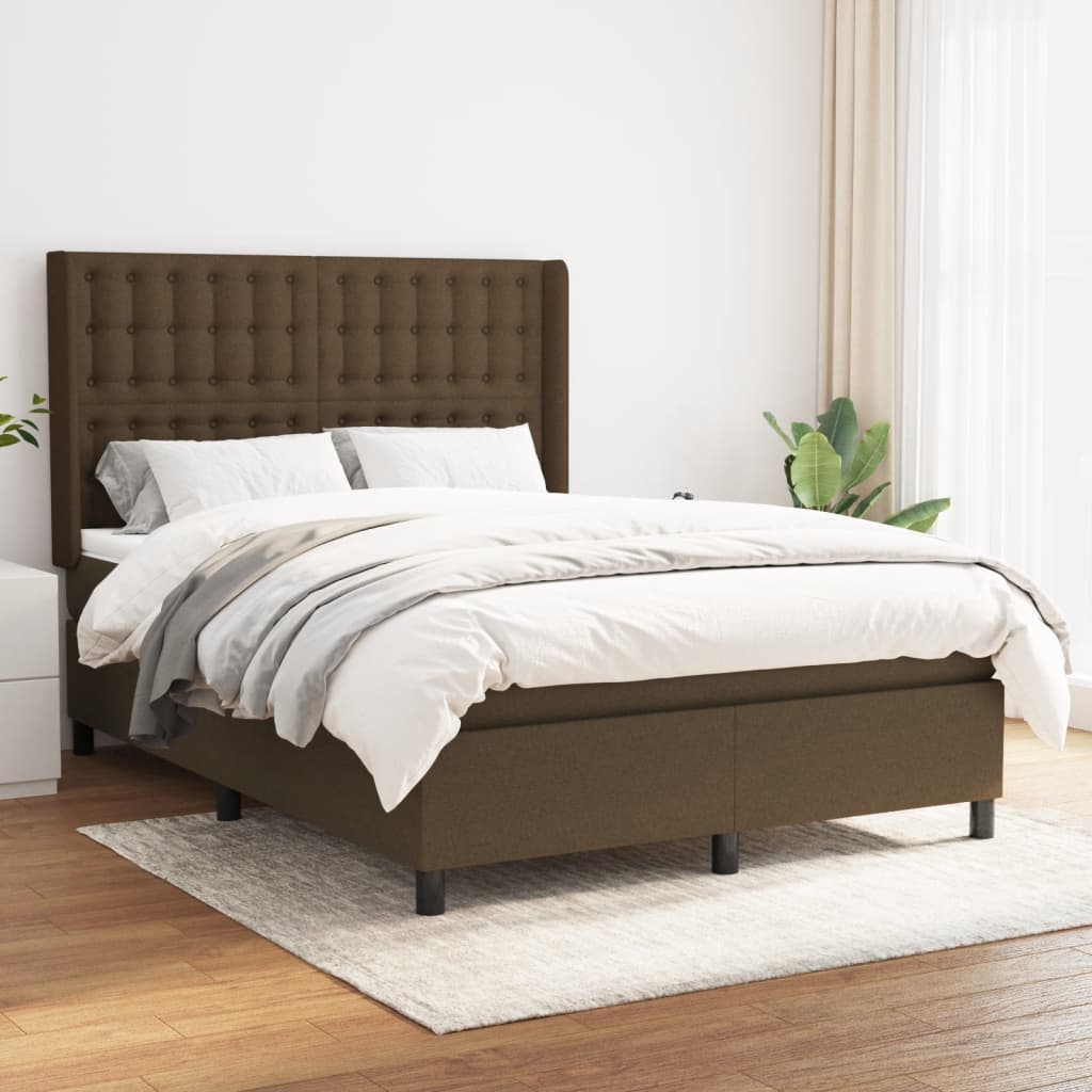 Boxspring met matras stof donkerbruin 140x200 cm is nu te koop bij PeponiXL, paradijselijk wonen!