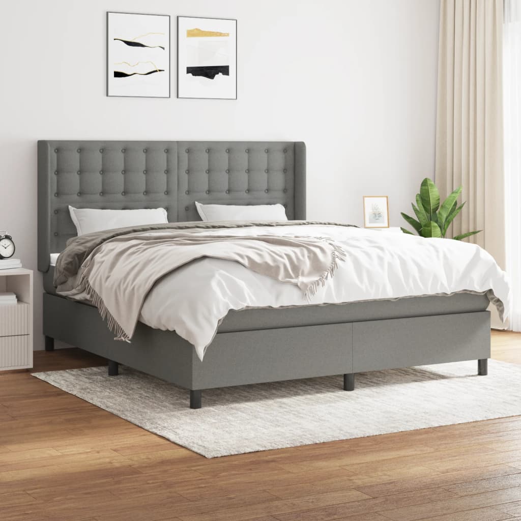 Boxspring met matras stof donkergrijs 160x200 cm is nu te koop bij PeponiXL, paradijselijk wonen!