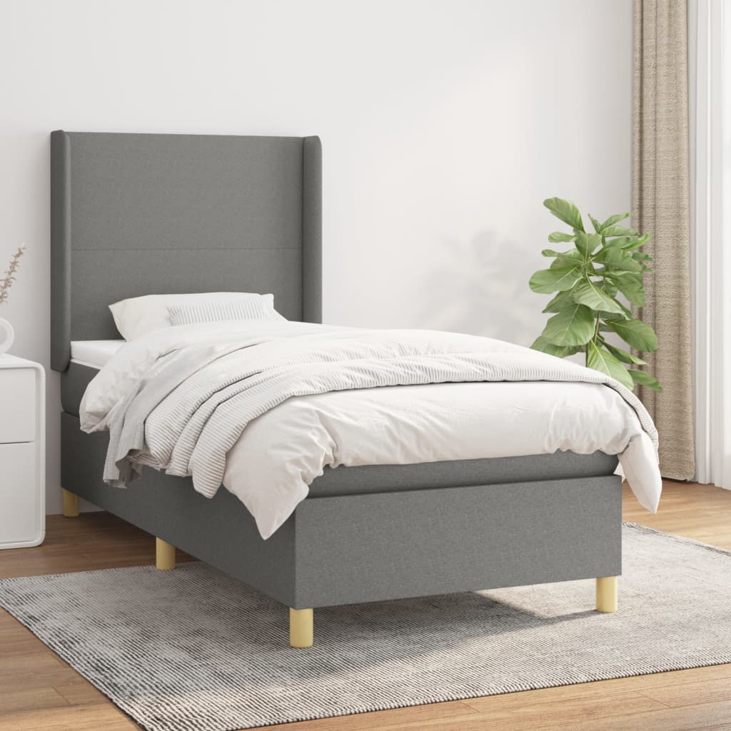 Boxspring met matras stof donkergrijs 100x200 cm is nu te koop bij PeponiXL, paradijselijk wonen!
