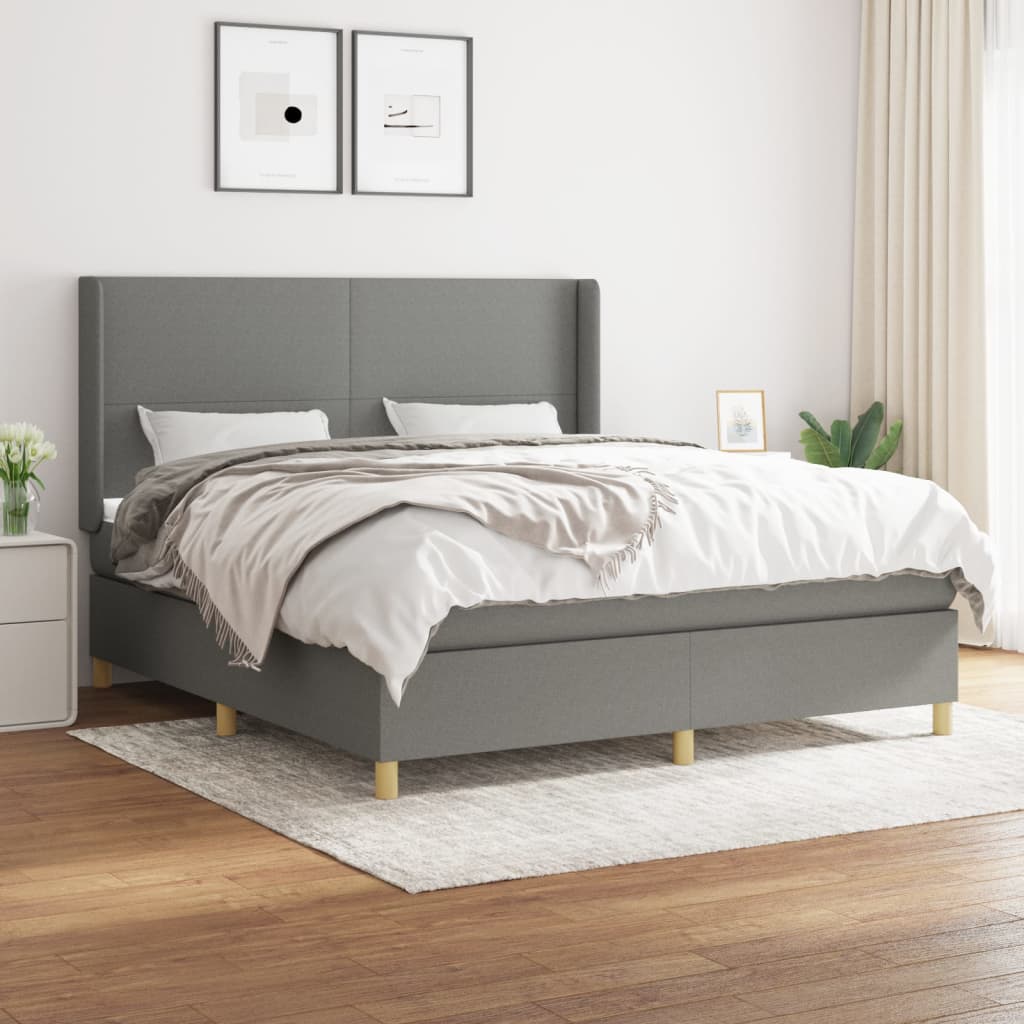Boxspring met matras stof donkergrijs 160x200 cm is nu te koop bij PeponiXL, paradijselijk wonen!