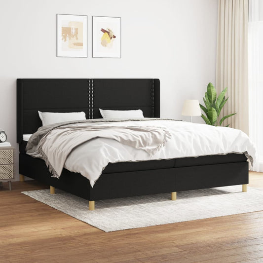 Boxspring met matras stof zwart 200x200 cm is nu te koop bij PeponiXL, paradijselijk wonen!