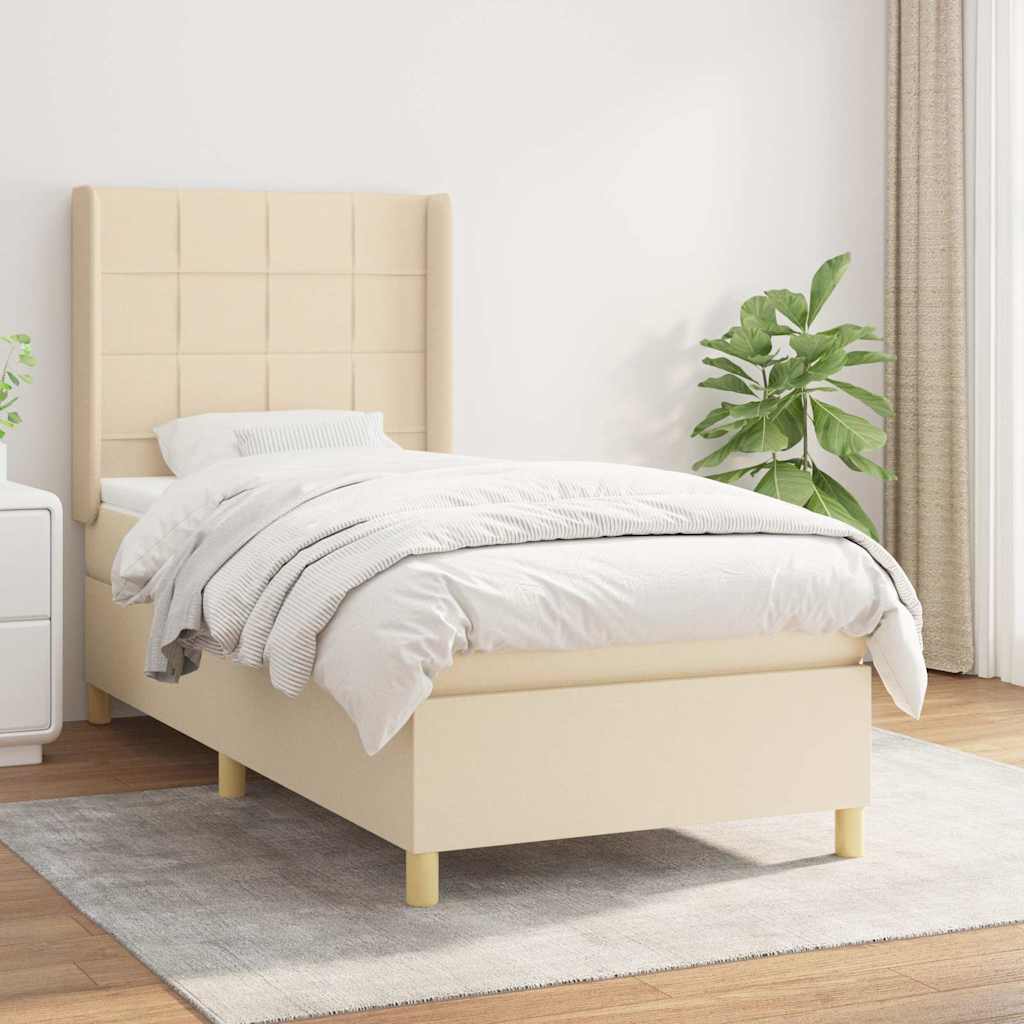 Boxspring met matras stof crèmekleurig 80x200 cm is nu te koop bij PeponiXL, paradijselijk wonen!