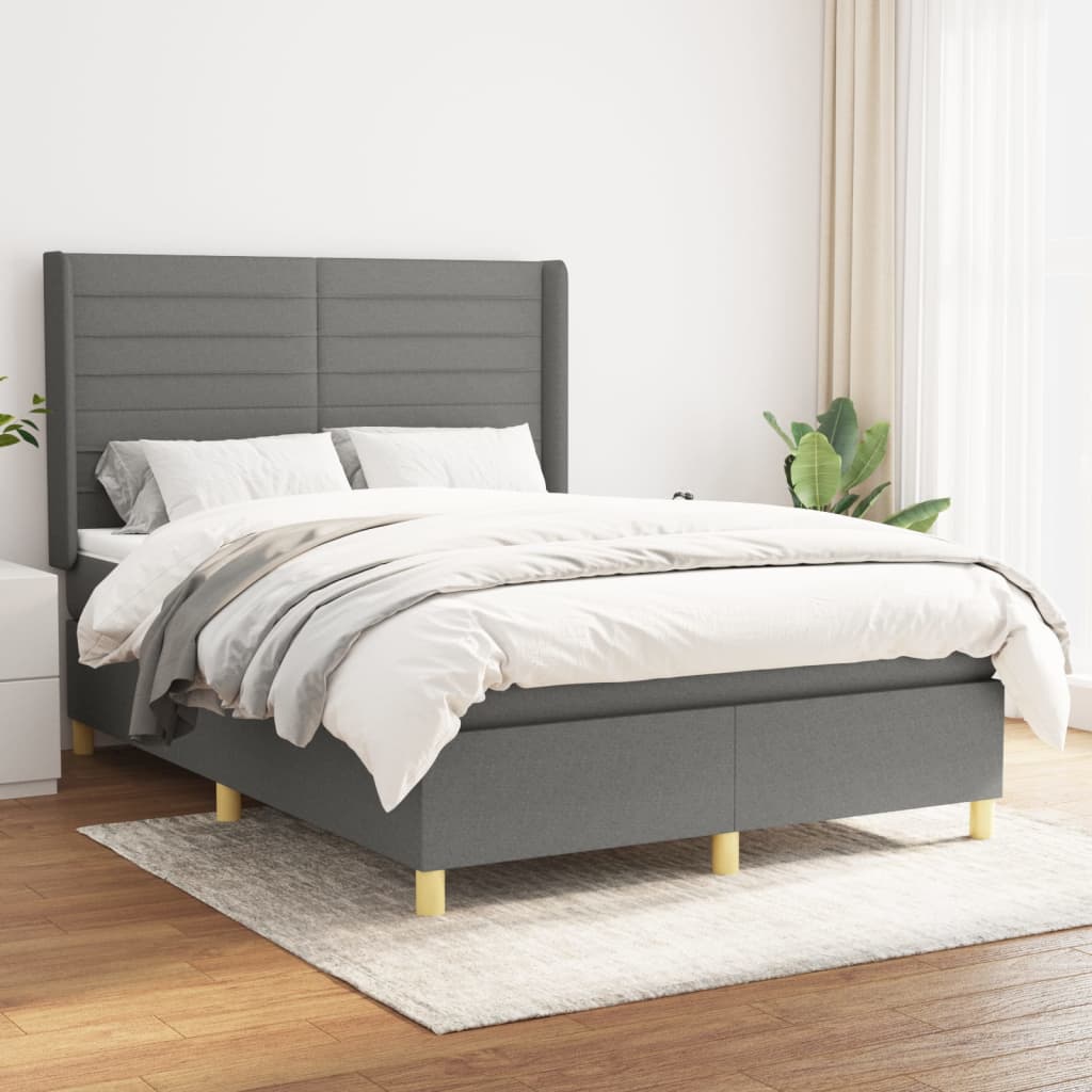 Boxspring met matras stof donkergrijs 140x190 cm is nu te koop bij PeponiXL, paradijselijk wonen!
