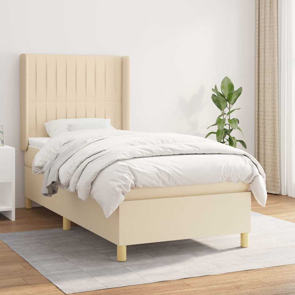 Boxspring met matras stof crèmekleurig 80x200 cm is nu te koop bij PeponiXL, paradijselijk wonen!