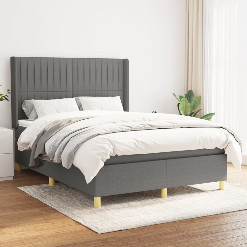 Boxspring met matras stof donkergrijs 140x190 cm is nu te koop bij PeponiXL, paradijselijk wonen!