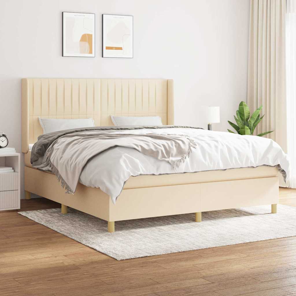 Boxspring met matras stof crèmekleurig 180x200 cm is nu te koop bij PeponiXL, paradijselijk wonen!