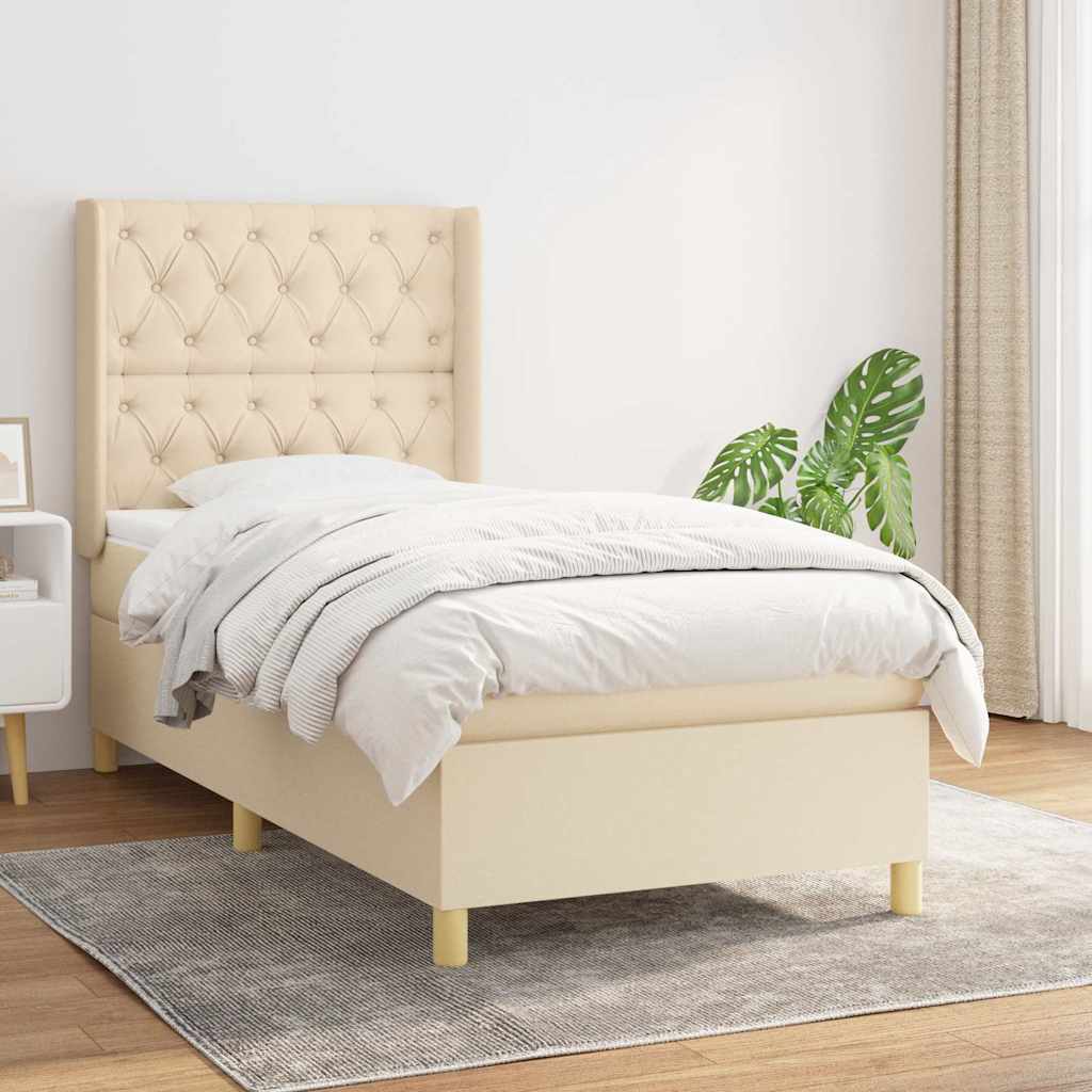 Boxspring met matras stof crèmekleurig 80x200 cm is nu te koop bij PeponiXL, paradijselijk wonen!