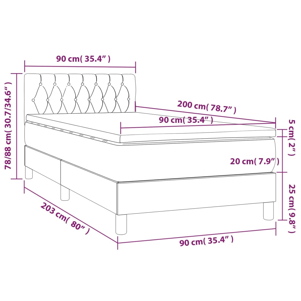 Boxspring met matras en LED stof blauw 90x200 cm is nu te koop bij PeponiXL, paradijselijk wonen!