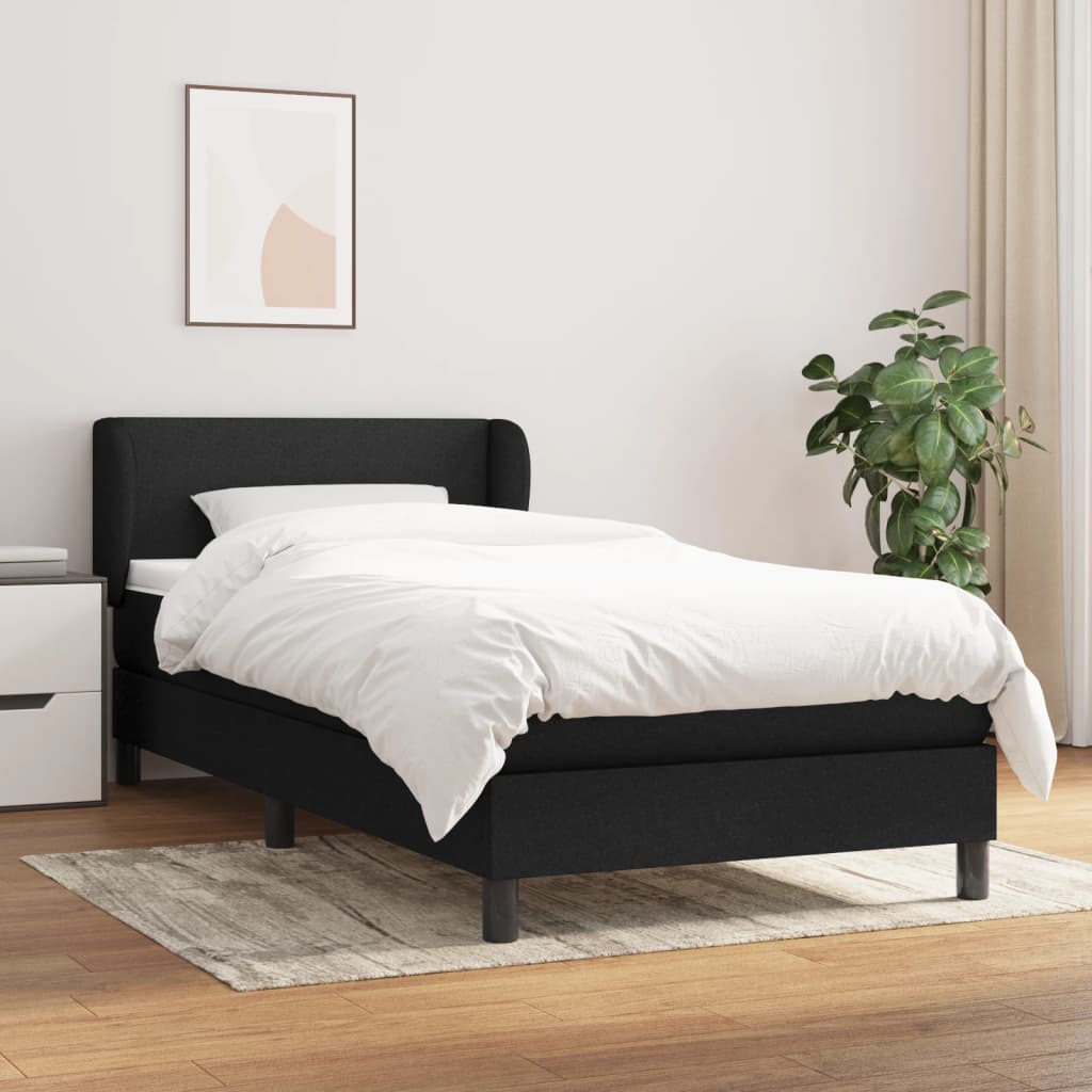 Boxspring met matras stof zwart 90x200 cm is nu te koop bij PeponiXL, paradijselijk wonen!