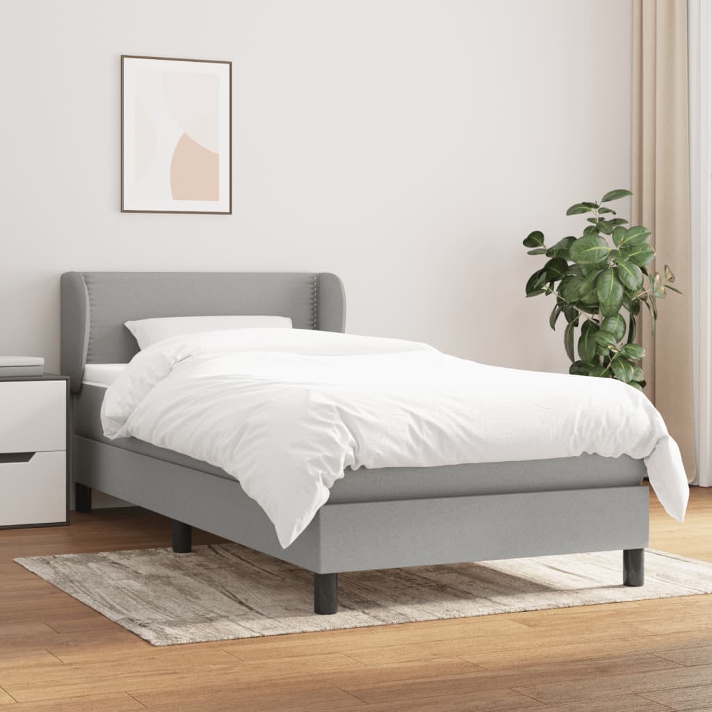 Boxspring met matras stof lichtgrijs 90x200 cm is nu te koop bij PeponiXL, paradijselijk wonen!