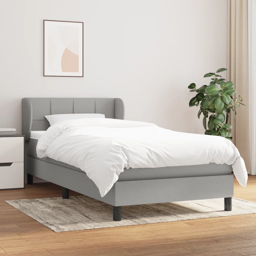 Boxspring met matras stof lichtgrijs 90x200 cm is nu te koop bij PeponiXL, paradijselijk wonen!