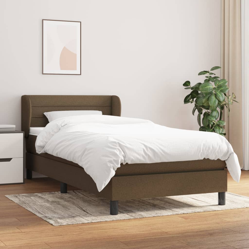 Boxspring met matras stof donkerbruin 90x200 cm is nu te koop bij PeponiXL, paradijselijk wonen!