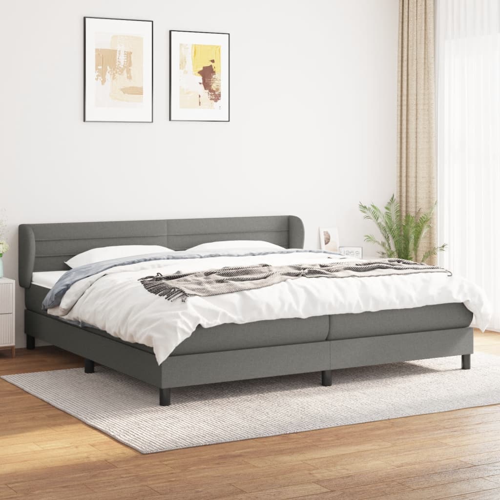 Boxspring met matras stof donkergrijs 200x200 cm is nu te koop bij PeponiXL, paradijselijk wonen!