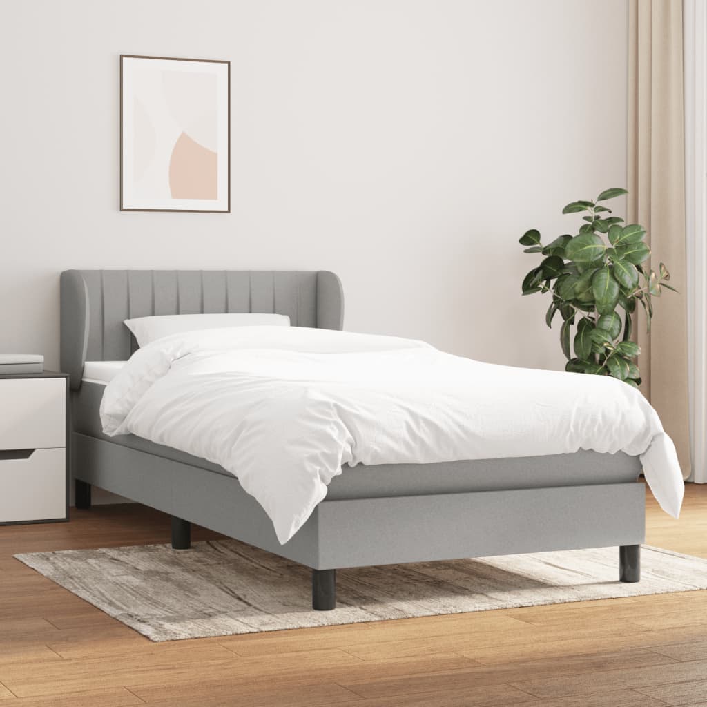 Boxspring met matras stof lichtgrijs 90x190 cm is nu te koop bij PeponiXL, paradijselijk wonen!