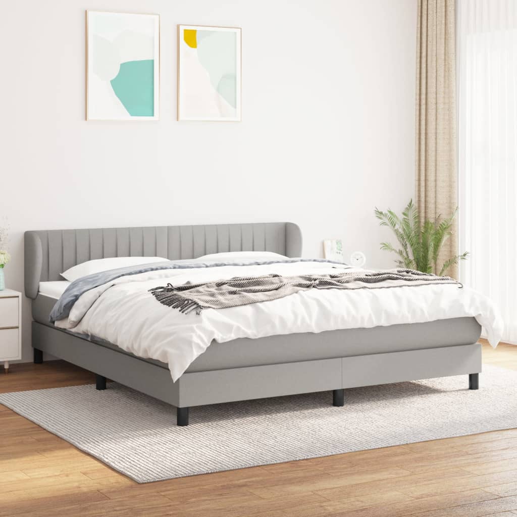 Boxspring met matras stof lichtgrijs 160x200 cm is nu te koop bij PeponiXL, paradijselijk wonen!