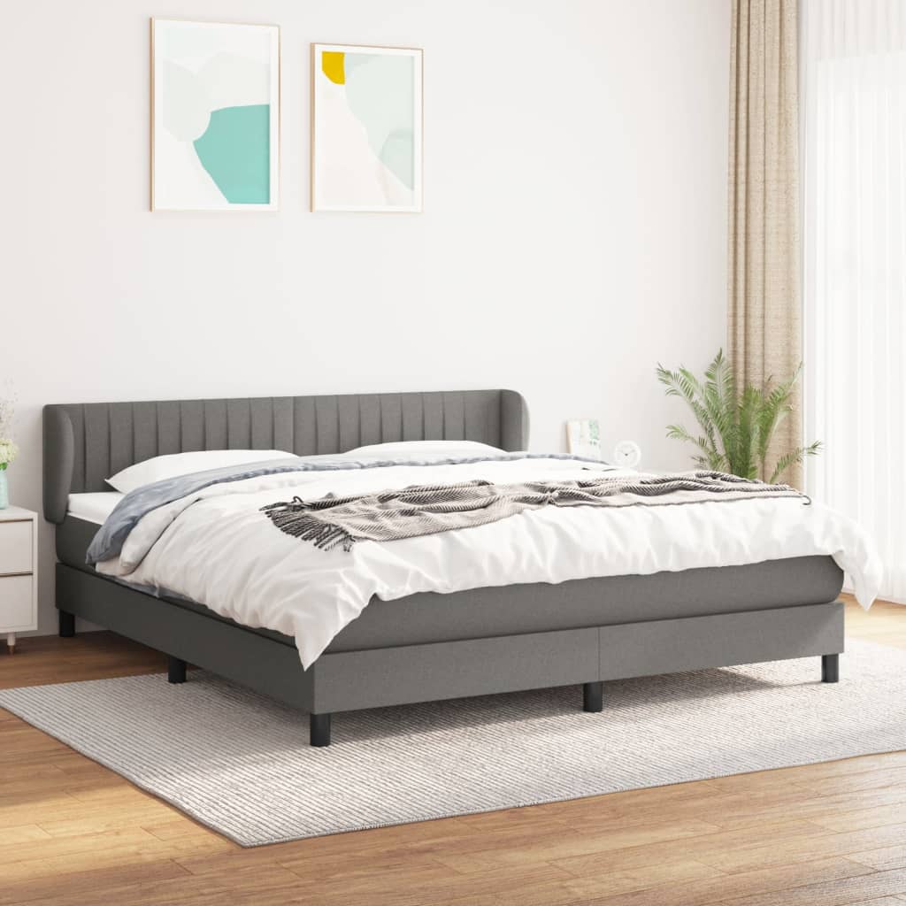 Boxspring met matras stof donkergrijs 160x200 cm is nu te koop bij PeponiXL, paradijselijk wonen!