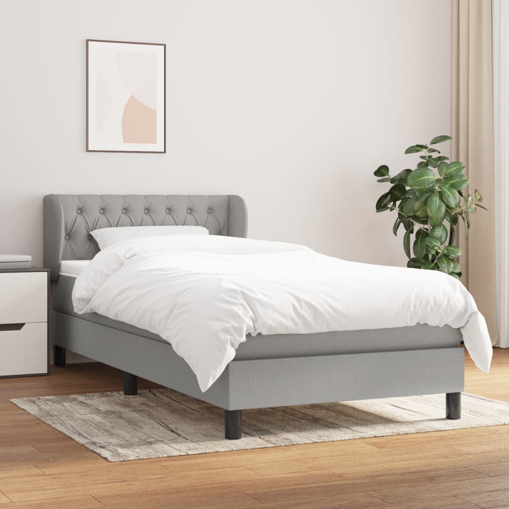Boxspring met matras stof lichtgrijs 90x190 cm is nu te koop bij PeponiXL, paradijselijk wonen!