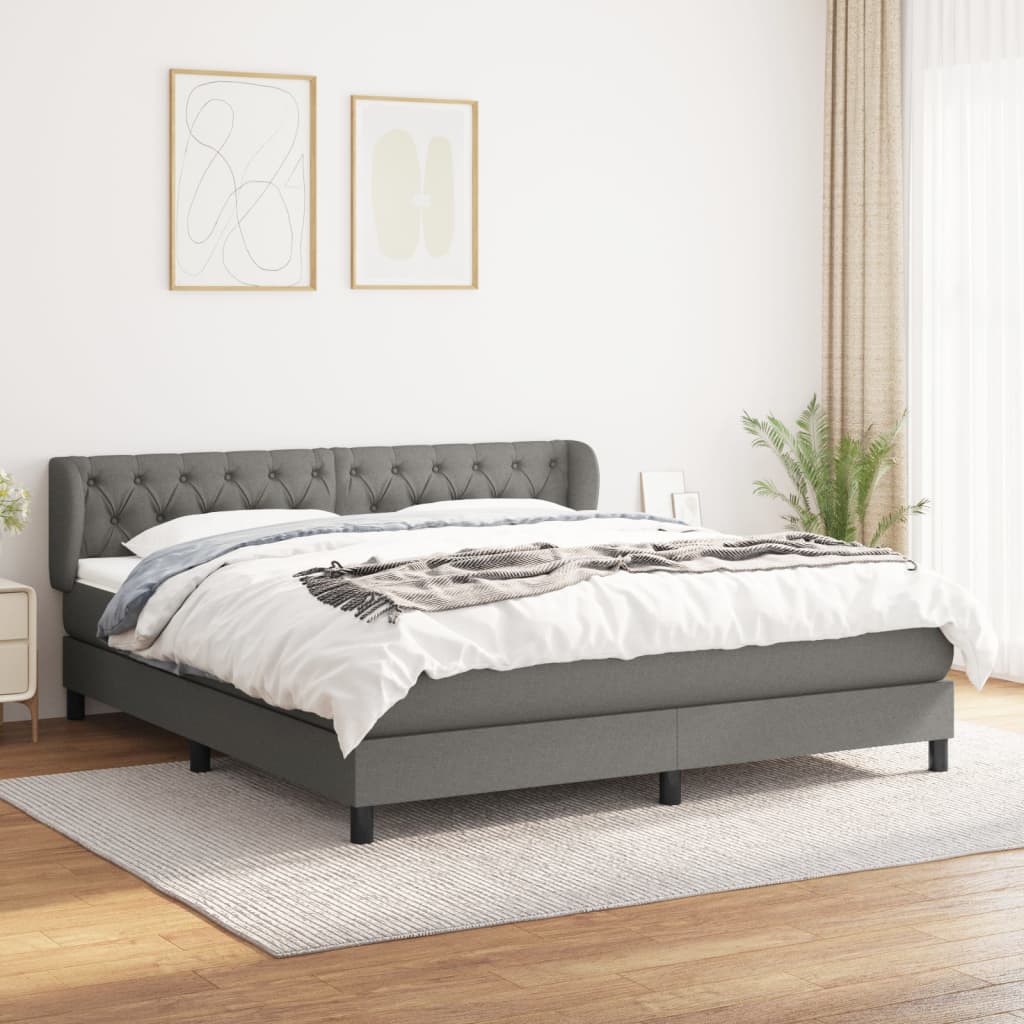 Boxspring met matras stof donkergrijs 160x200 cm is nu te koop bij PeponiXL, paradijselijk wonen!