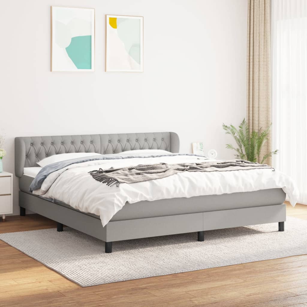 Boxspring met matras stof lichtgrijs 180x200 cm is nu te koop bij PeponiXL, paradijselijk wonen!