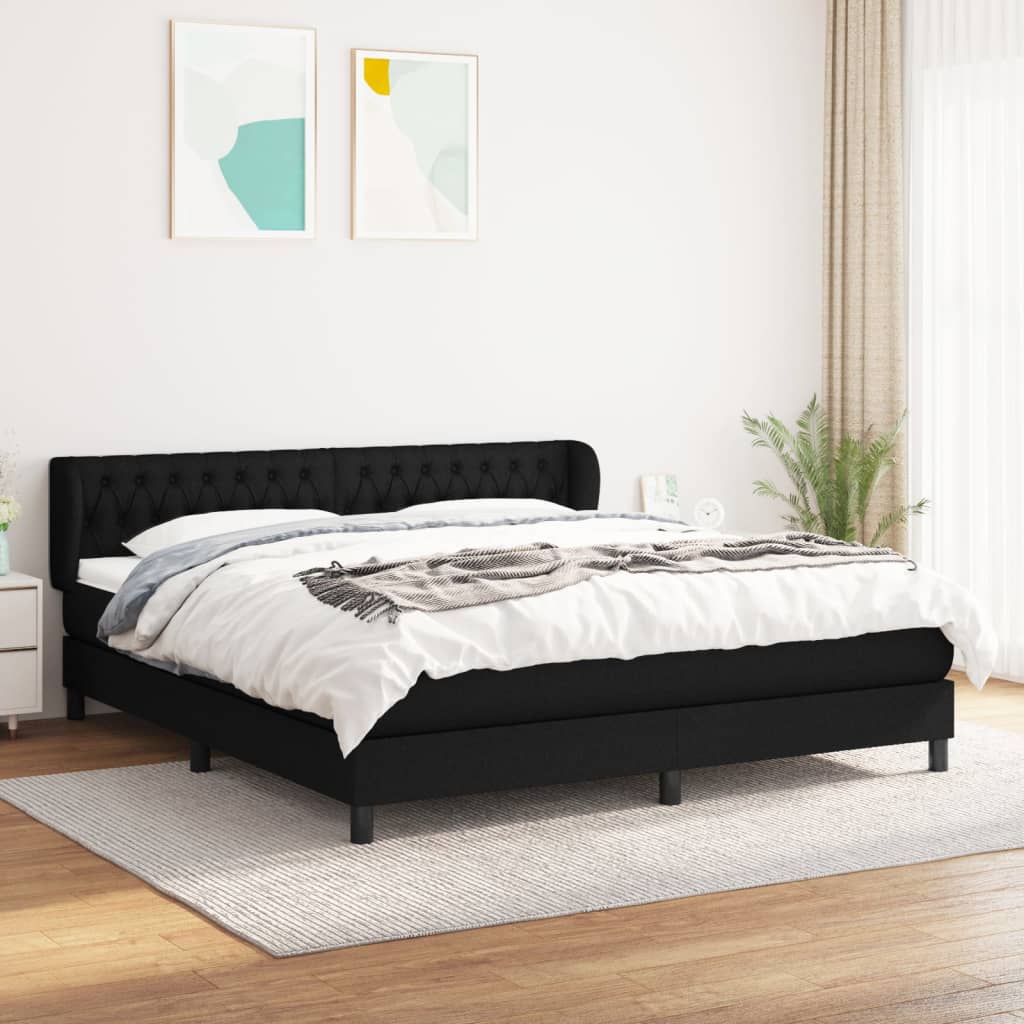 Boxspring met matras stof zwart 180x200 cm is nu te koop bij PeponiXL, paradijselijk wonen!