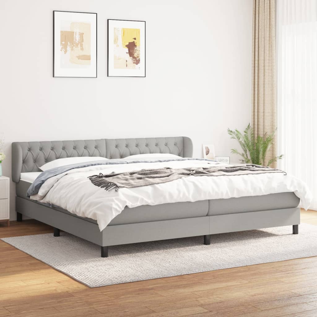 Boxspring met matras stof lichtgrijs 200x200 cm is nu te koop bij PeponiXL, paradijselijk wonen!
