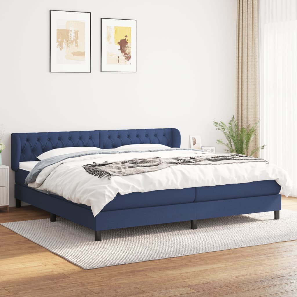 Boxspring met matras stof blauw 200x200 cm is nu te koop bij PeponiXL, paradijselijk wonen!