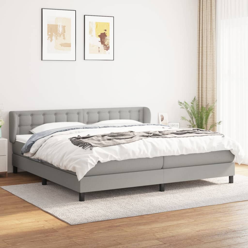 Boxspring met matras stof lichtgrijs 200x200 cm is nu te koop bij PeponiXL, paradijselijk wonen!