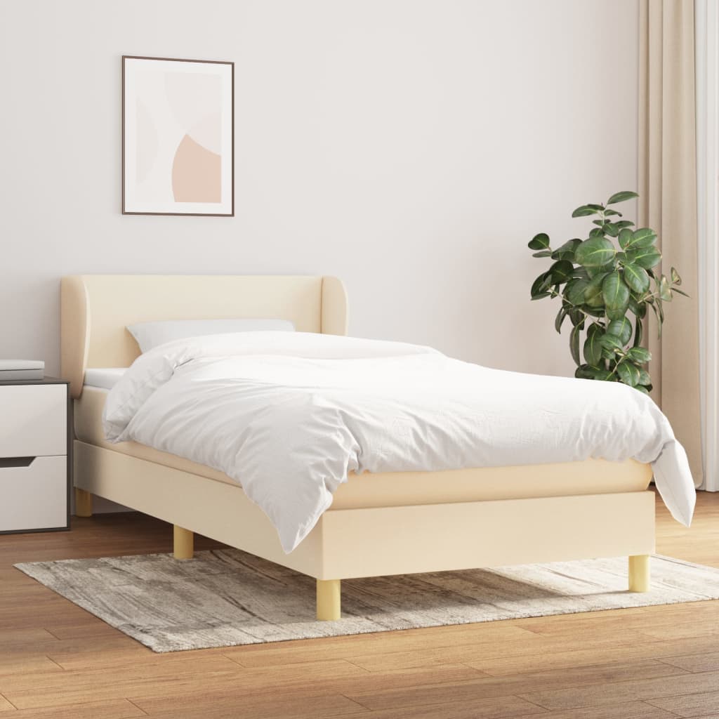 Boxspring met matras stof crèmekleurig 100x200 cm is nu te koop bij PeponiXL, paradijselijk wonen!